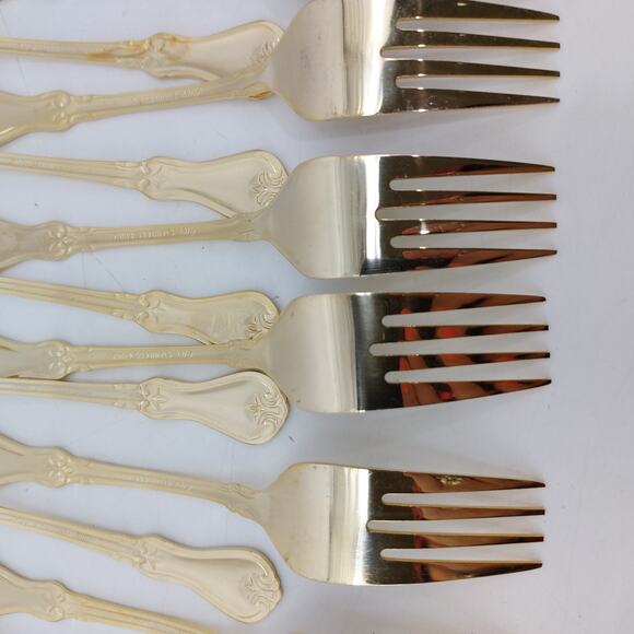 Alco Gold Tone Flatware Hollywood Regency 18 Pcs. Forks - Picture 15 of 16